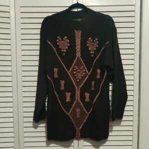 Elegant Brown Sweater with Pink Detailing